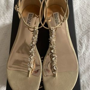 Badgley Mischka gold crystal sling back sandal